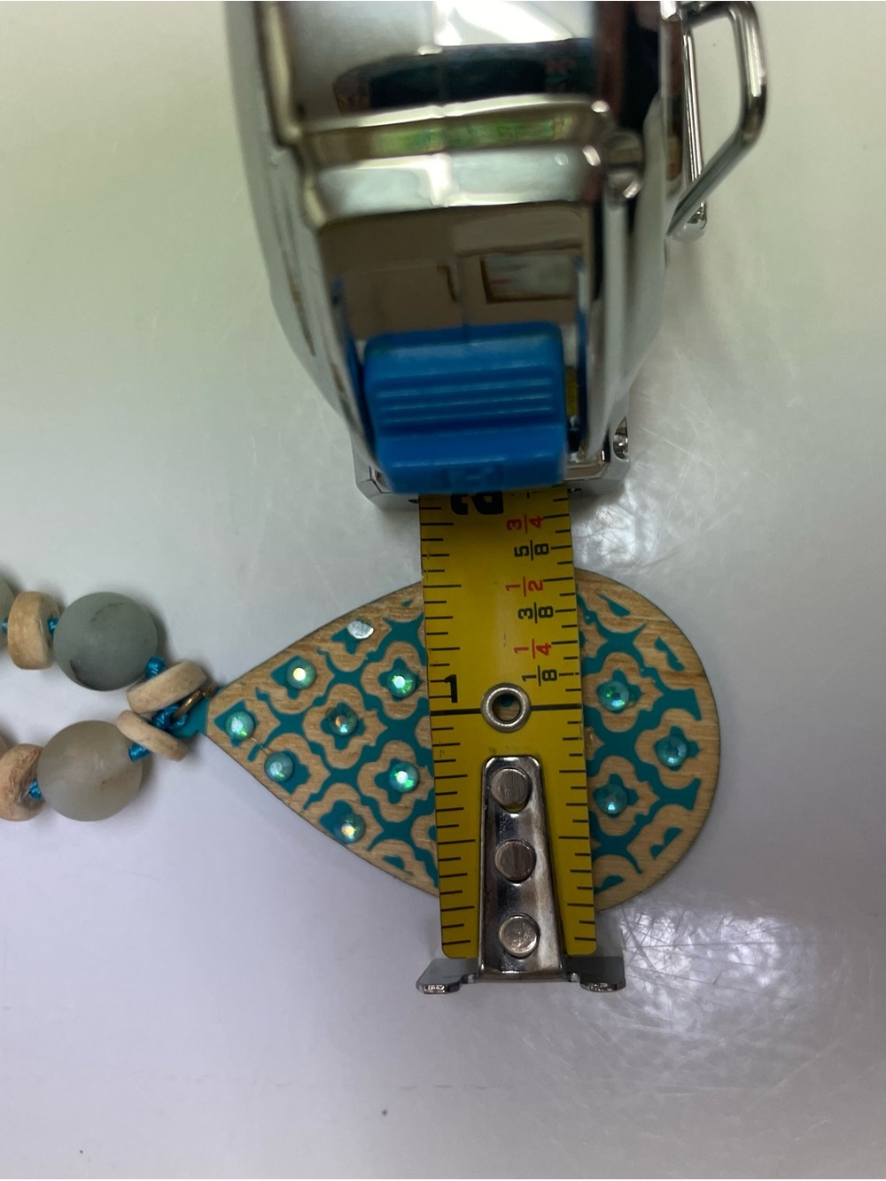 Boho Turquoise Teardrop Pendant Beaded Necklace - Picture 5 of 5